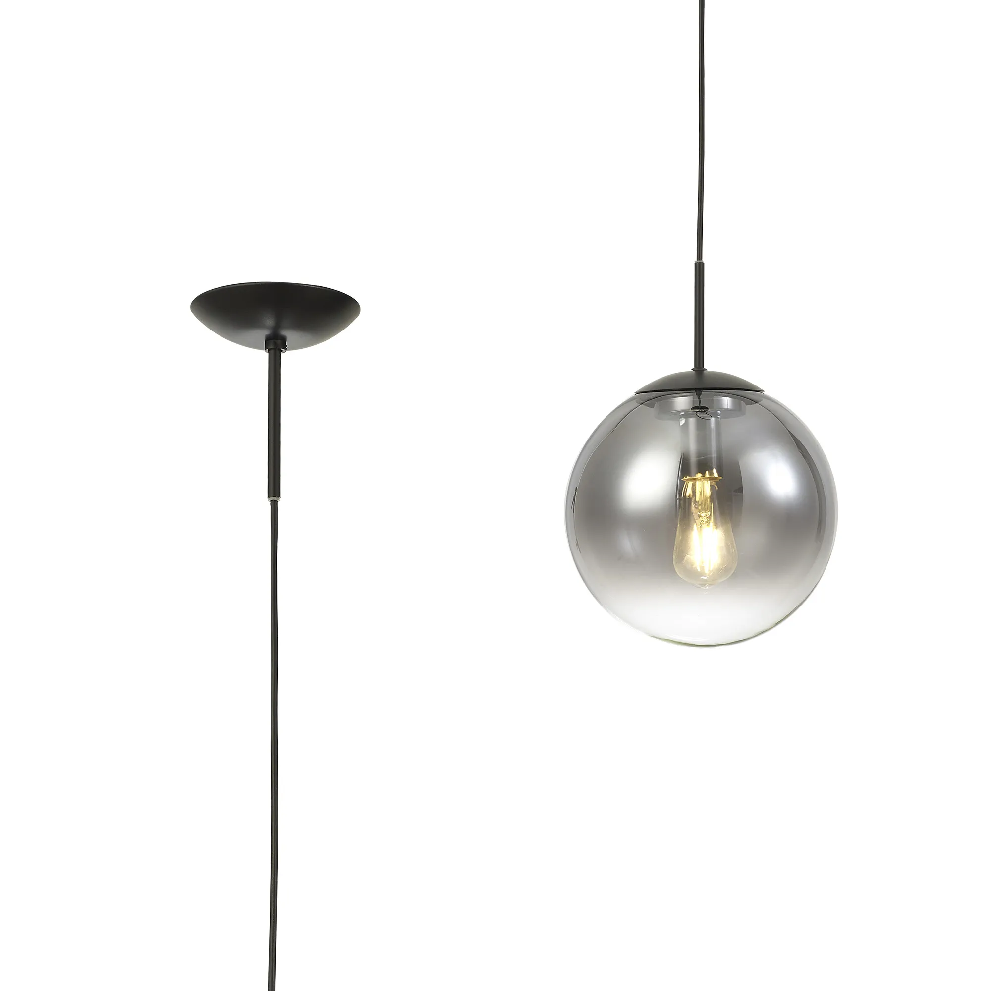 D0706  Miranda 25cm Glass Pendant 1 Light Matt Black